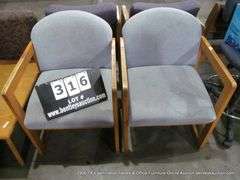 5 - UPHOLSTERED SIDE CHAIRS W/ ATTACHED TABLE, 5 X MONEY