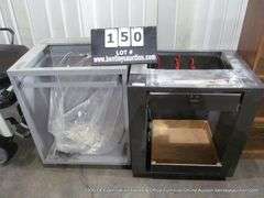 GRAY MOBILE WORK STATION 28-1/2" X 20" X 31-1/2, LIGHT GRAY UTILITY CART 37" X 21-1/2" X 34" (2X MON