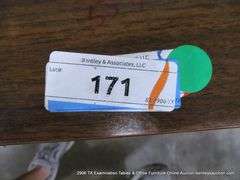 DARK STAINED WOOD LAMINANT MID-CENTURY OFFICE DESK W/ DUAL SIDE STORAGE DRAWERS, 70" X 36" X 29-1/2"