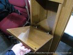 LIGHT STAIN WOOD LAMINANT OFFICE HUTCH EXTENSION W/ 2 CABINETS, 68" X 15" X 37"