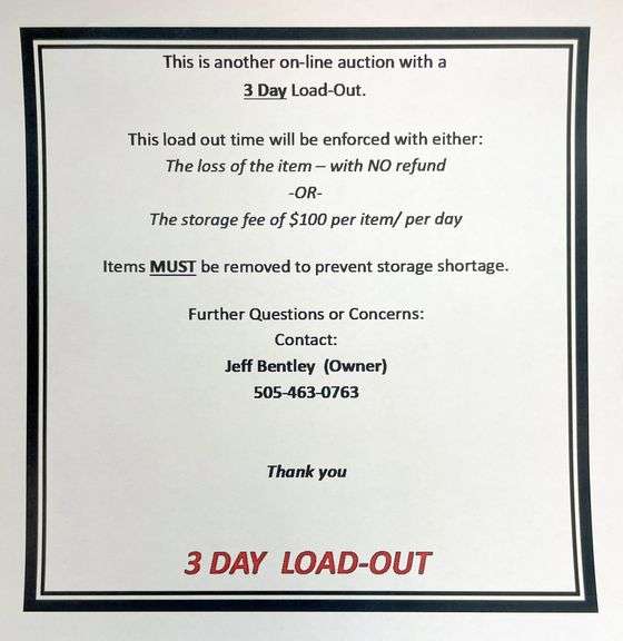 ALL ITEMS ARE SOLD: AS IS, WHERE IS - NO WARRANTIES GIVEN OR IMPLIED