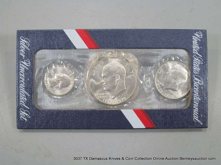 UNITED STATES BICENTENNIAL SILVER UNCIRCULATED 3 COIN SET, 1976-S ...
