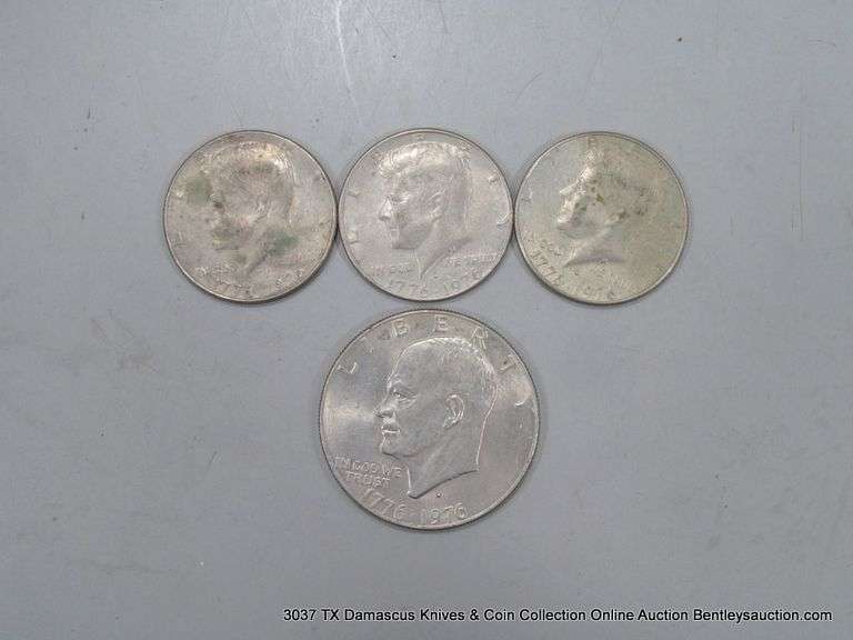 4 - BICENTENNIAL COMMEMORATIVE COINS: 1-EISENHOWER DOLLAR, 3- KENNEDY ...