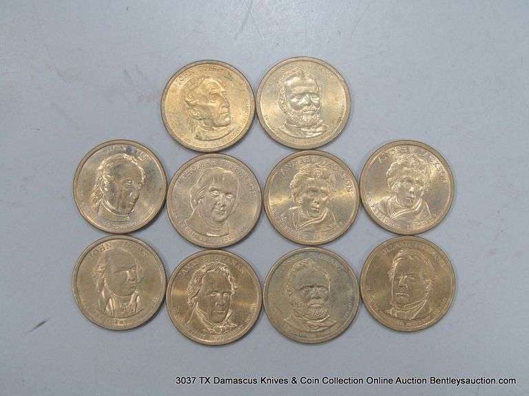 (10) MIXED PRESIDENTIAL GOLDEN DOLLAR COINS - Bentley & Associates, LLC