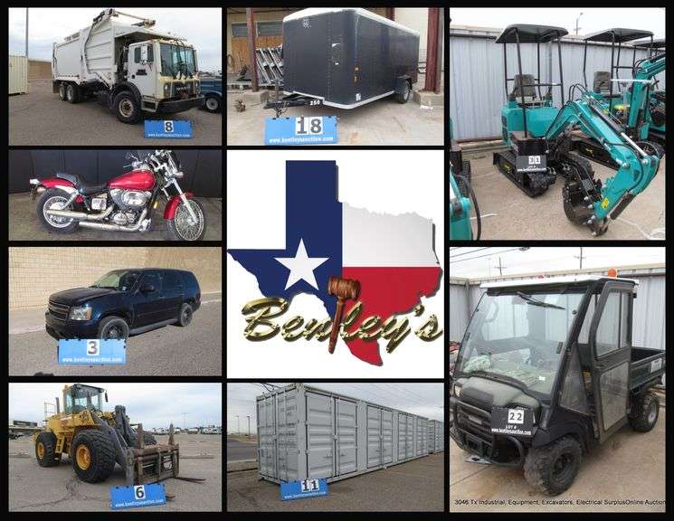 3046-TX Industrial, Equipment, Excavators, Electrical Surplus Online Auction