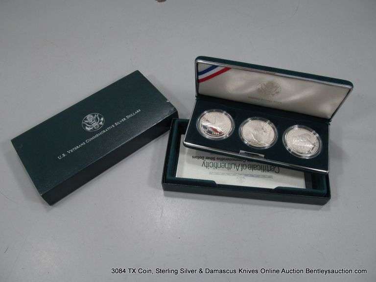 1994 UNITED STATES COMMEMORATIVE VETERANS SILVER DOLLARS - PROOF - (3 ...