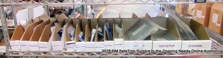 SHELF OF BINS & ASSORTED COMPUTER PARTS - Bentley & Associates, LLC