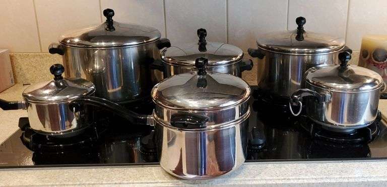 Lot Casseroles Farberware - 1 Faitout 4 Qt Et 2 Casseroles 2 & 3 Qt Avec Couvercles - Acier