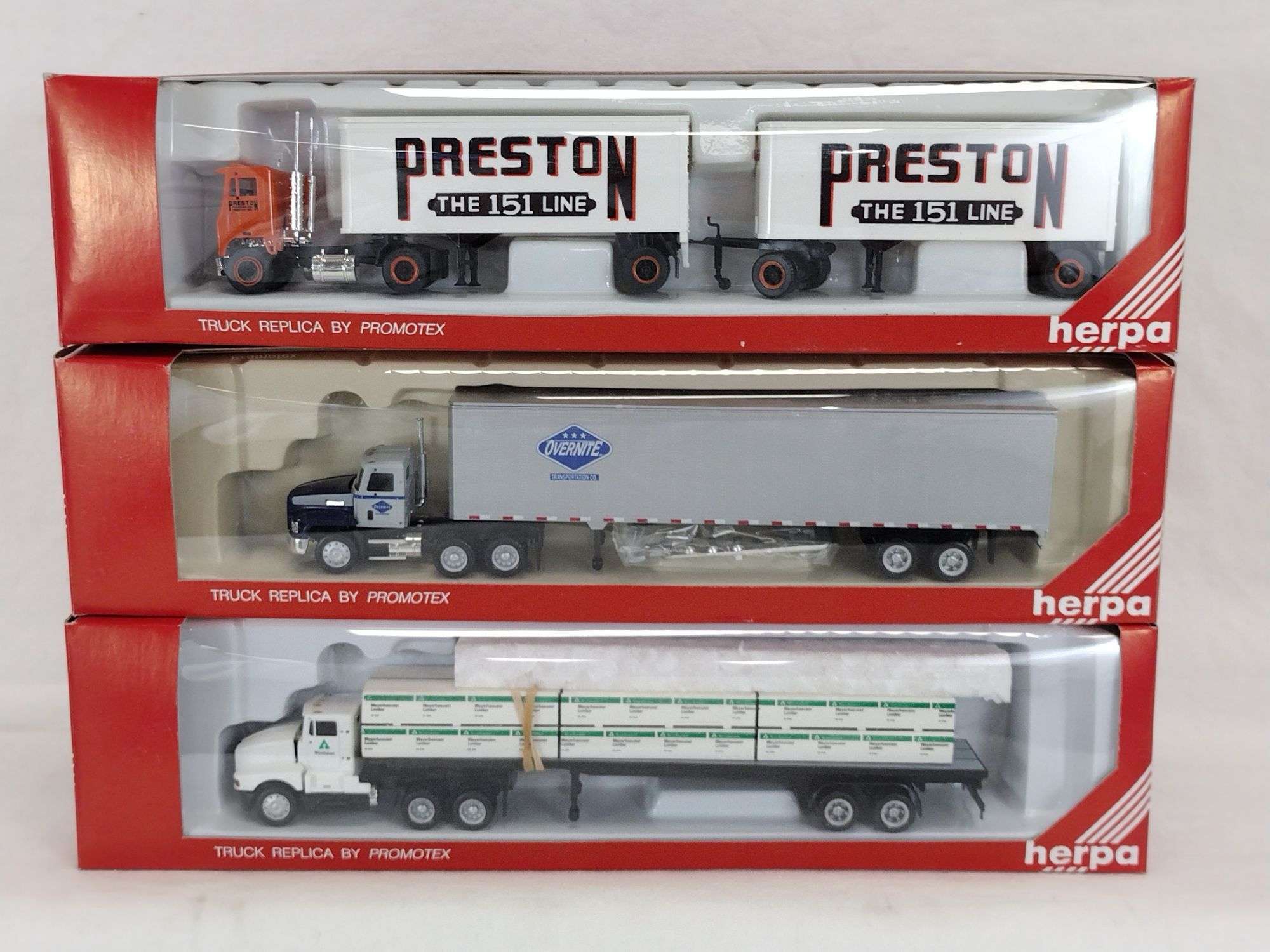 3) Herpa by Promotex collectible 1:87 HO Scale Tractor Trailer