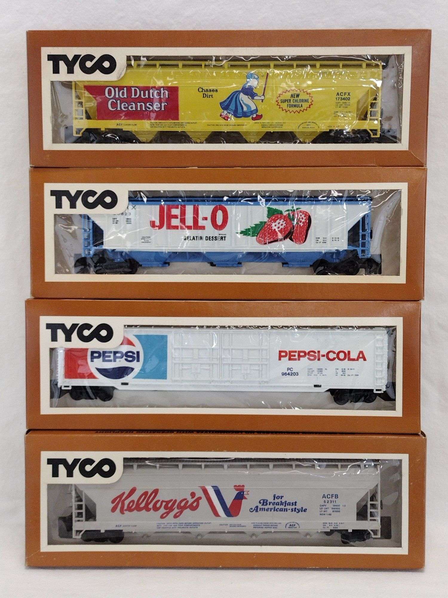 4) Tyco HO Scale NOS Freight Train Cars including Pepsi - Cola