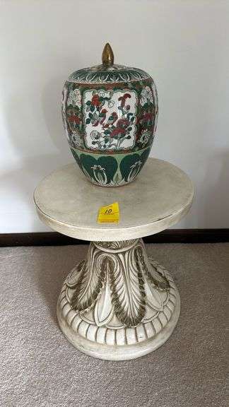15”h stand with covered oriental jardiniere