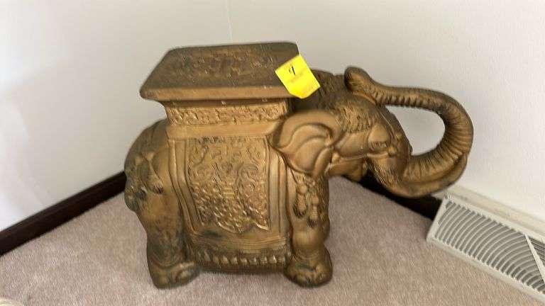 17”h plaster(?) golden elephant