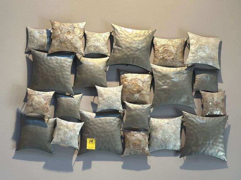 37x25 3-d metal wall art, silver and neutral tones