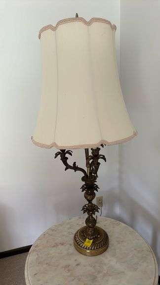 46”h ornate brass table lamp