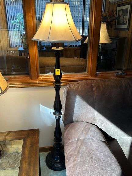 60” wood base floor lamp