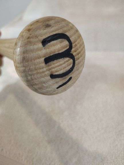 Sharpie Bat Steve Sax autographed baseball bat. Black Sharpie on the barrel ...