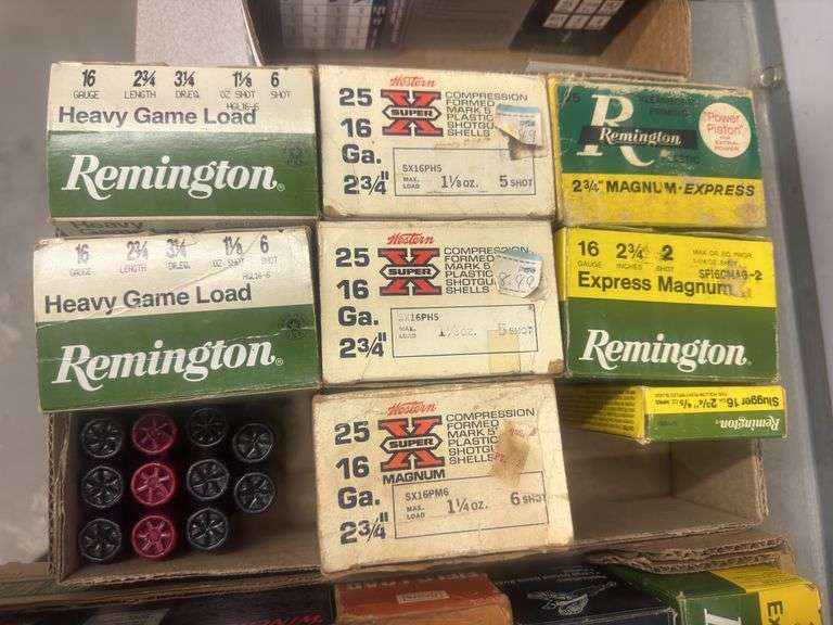 Assorted Remington and Western 16 gauge 2 3/4” shotgun ammunition. Most boxes full. ~160 cartridges