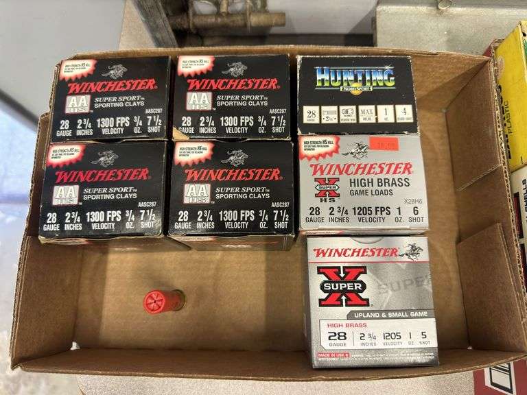 Assorted Winchester and NobelSport 28 Ga. 2 3/4” Shotgun Ammunition. Most Full. ~160 cartridges