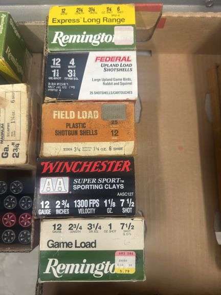 ~120 Assorted 12 gauge shotgun cartridges from Remington, Federal, Winchester, and Sears
