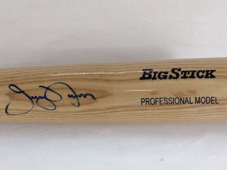 Sharpie Bat Jerry Narron autographed baseball bat. Blue sharpie on the barrel and ...
