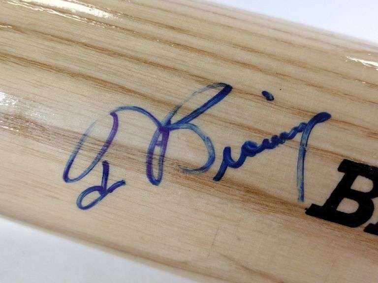 Sharpie Bat Tom Browning Autographed baseball bat. Blue sharpie on the barrel and ...