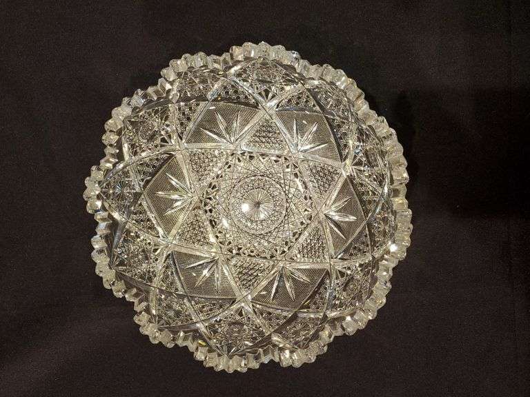 American Brilliant Crystal Bowl with star and diamond point design.