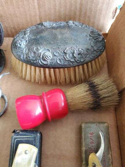 Early spectacles, barber supplies, straight razors