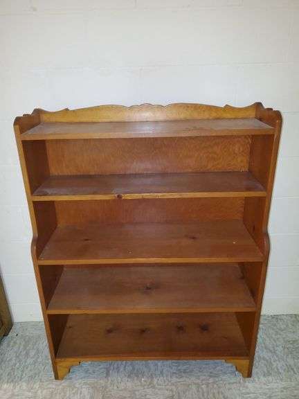 Pinewood bookcase measures 36 in W X 10 in D X 48 in H. Basement