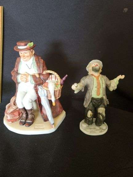 Emmett Kelly clown, Norman Rockwell Gorham figurine, ship in bottle, Hummel art