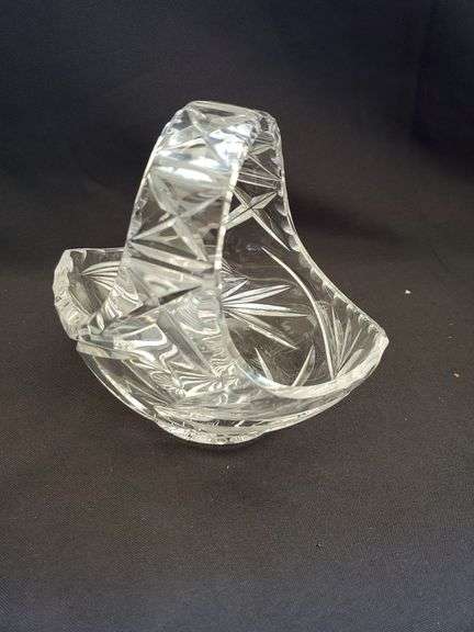 Czech Republic hand cut vase and bridal basket