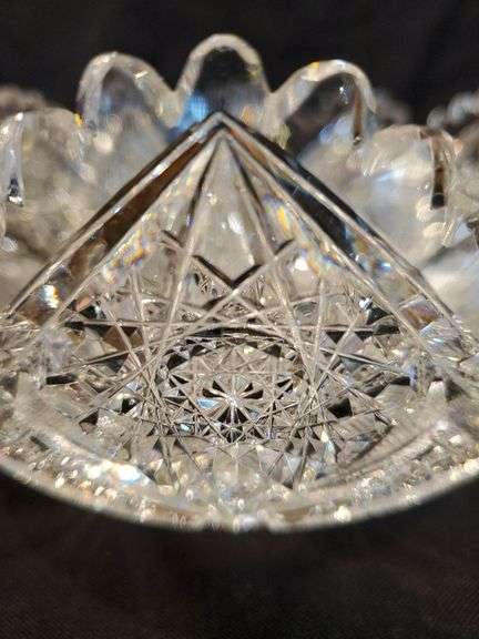 American Brilliant Crystal Bowl with star and diamond point design.