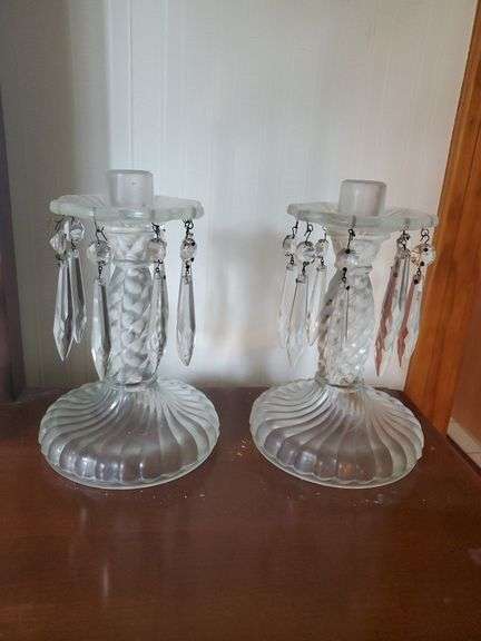 Mirrors, glass display tray, perfume bottles, &  candle holders with prisims