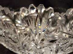 American Brilliant Cut pinwheel design oval crystal bowl. Tag states unsigned Eggert. See photos.