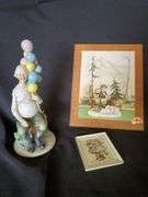 Emmett Kelly clown, Norman Rockwell Gorham figurine, ship in bottle, Hummel art