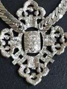 1928 art Deco black and rhinestone silver tone choker necklace