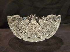 American Brilliant Crystal Bowl with star and diamond point design.