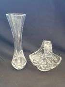 Czech Republic hand cut vase and bridal basket