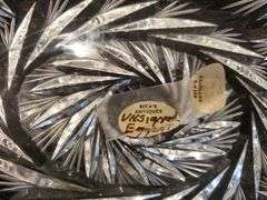 American Brilliant Cut pinwheel design oval crystal bowl. Tag states unsigned Eggert. See photos.