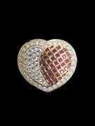 Vintage Swarovski  red & white pave crystal pin 1.5"