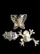 Weiss Brilliant Rhinestone  brooch....Monet Plique A Jour Glass Crystal Butterfly Brooch...Cara Frog brooch