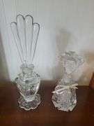 Mirrors, glass display tray, perfume bottles, &  candle holders with prisims