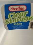 Two stackable Sterilite 66 q totes with lids. By the piece X2.
