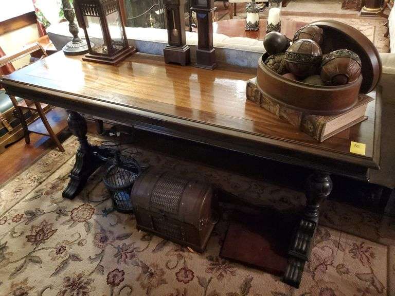 59x30x20 double pedestal sofa table. No other contents.