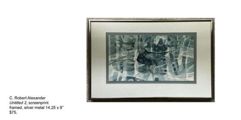 C. Robert Alexander, Untitled II, watercolor, silver metal frame, 14.25 x 9, Originally priced at $75