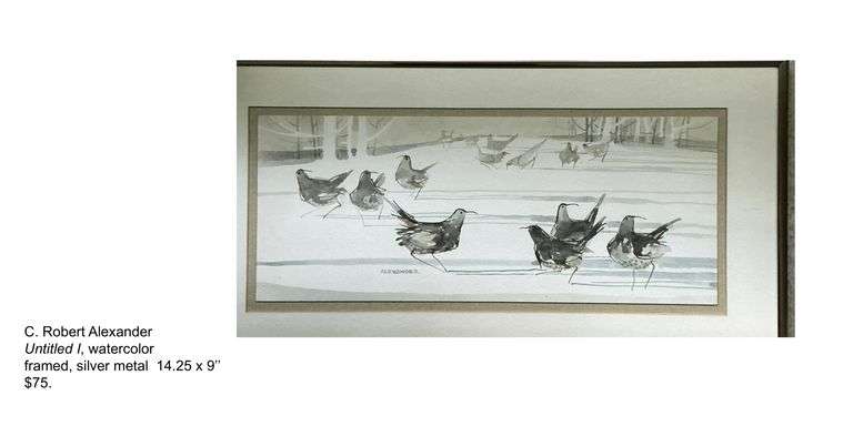 C. Robert Alexander, Untitled I, watercolor, silver metal frame, 14.25 x 9, Originally priced at $75