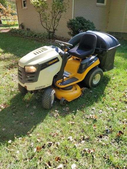 Cub cadet LTX1042 KW V-Twin hydrostatic riding mower with bagger accessories. Features an 18 HP Kawasaki FR600V engine, 42-in cut and hydrostatic shifting. Meter shows 235.4 hours of runtime. Starts and runs as it should. Includes owners manual and  a spare set of sharpened blades. See photos. Shed
