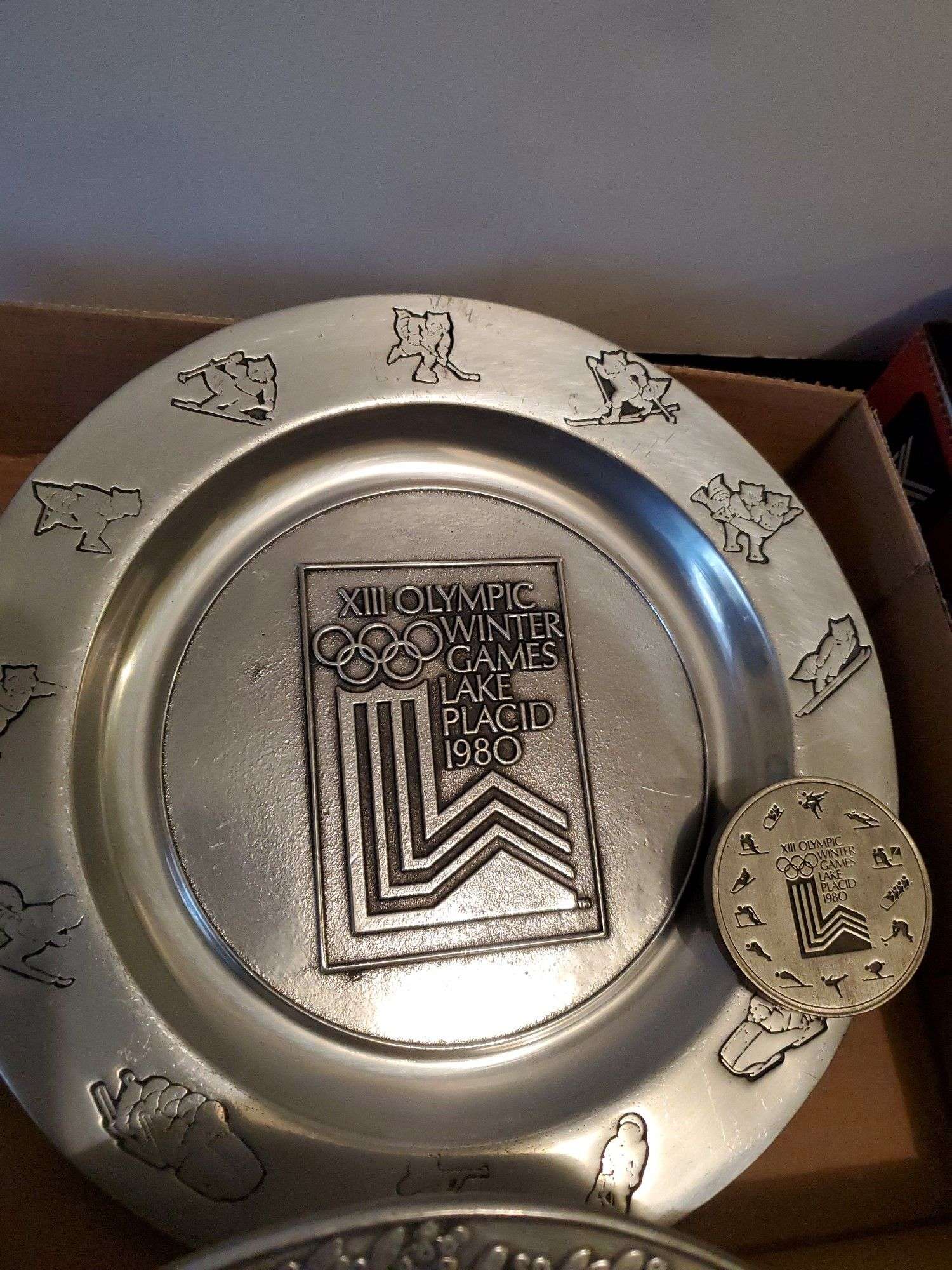 Decorative Wilton pewter plates includes 1980 lake placid Winter