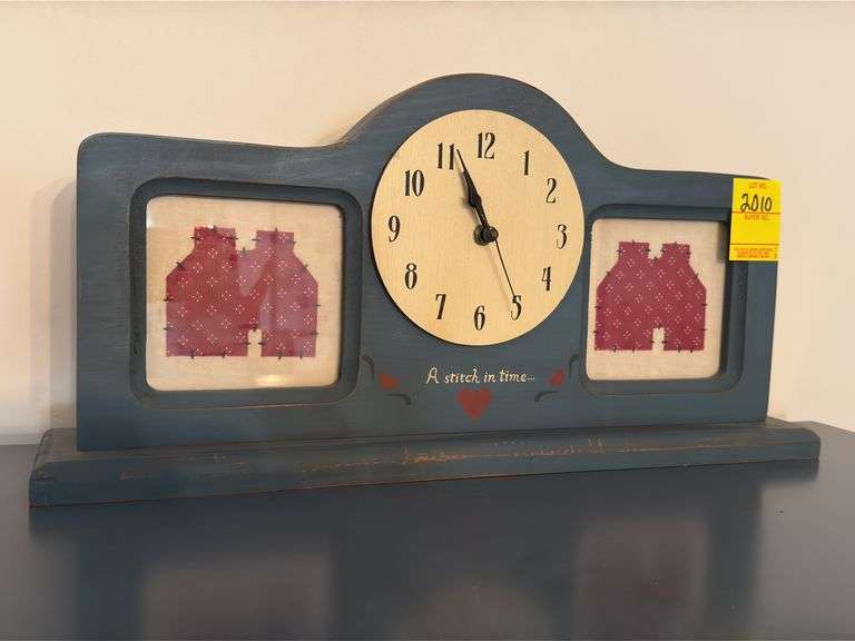 A Stitch in Time battery operated clock and two electric window candles. Master BR