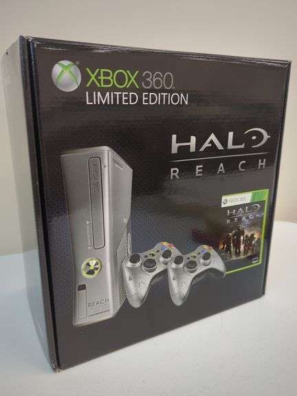 Xbox 360 limited edition Halo reach edition includes console, 250 GB, two wireless controllers, Halo reach game. Sealed. New in box.