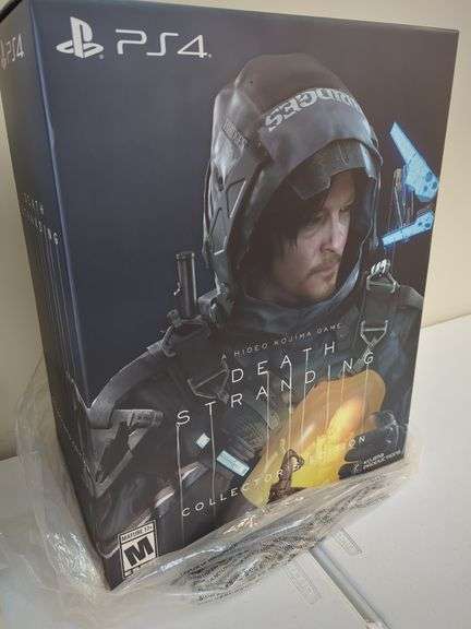 Kojima productions PS4 death stranding collectors edition statue includes game, steelbook case, BB pod statue. Sealed and unopened. Inspect at preview